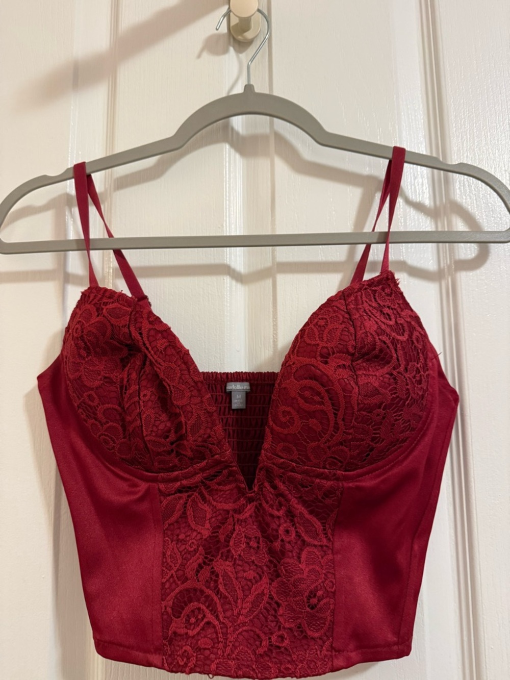 Charlotte Russe Red Lace Bustier Crop Top